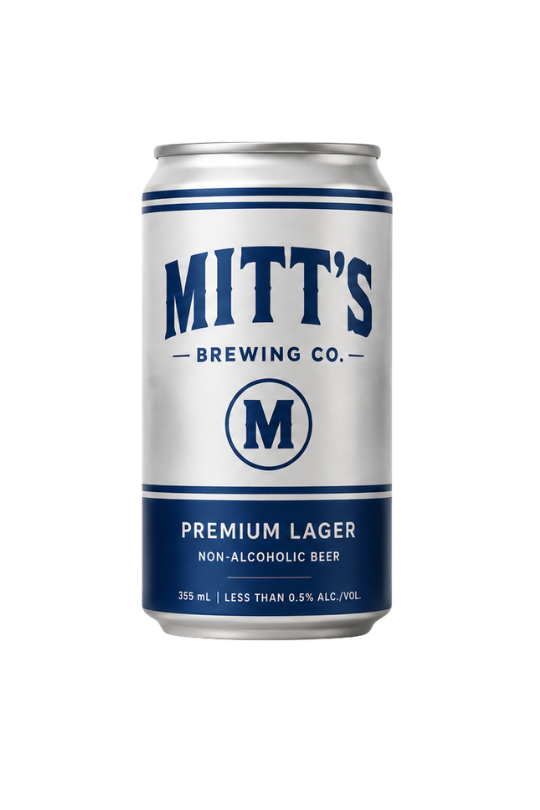 Mitt's Premium Lager silver and blue can