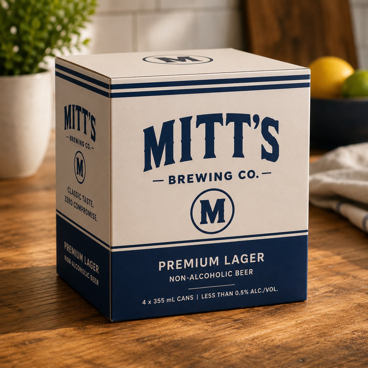 Mitt's Premium Lager four-pack packaging