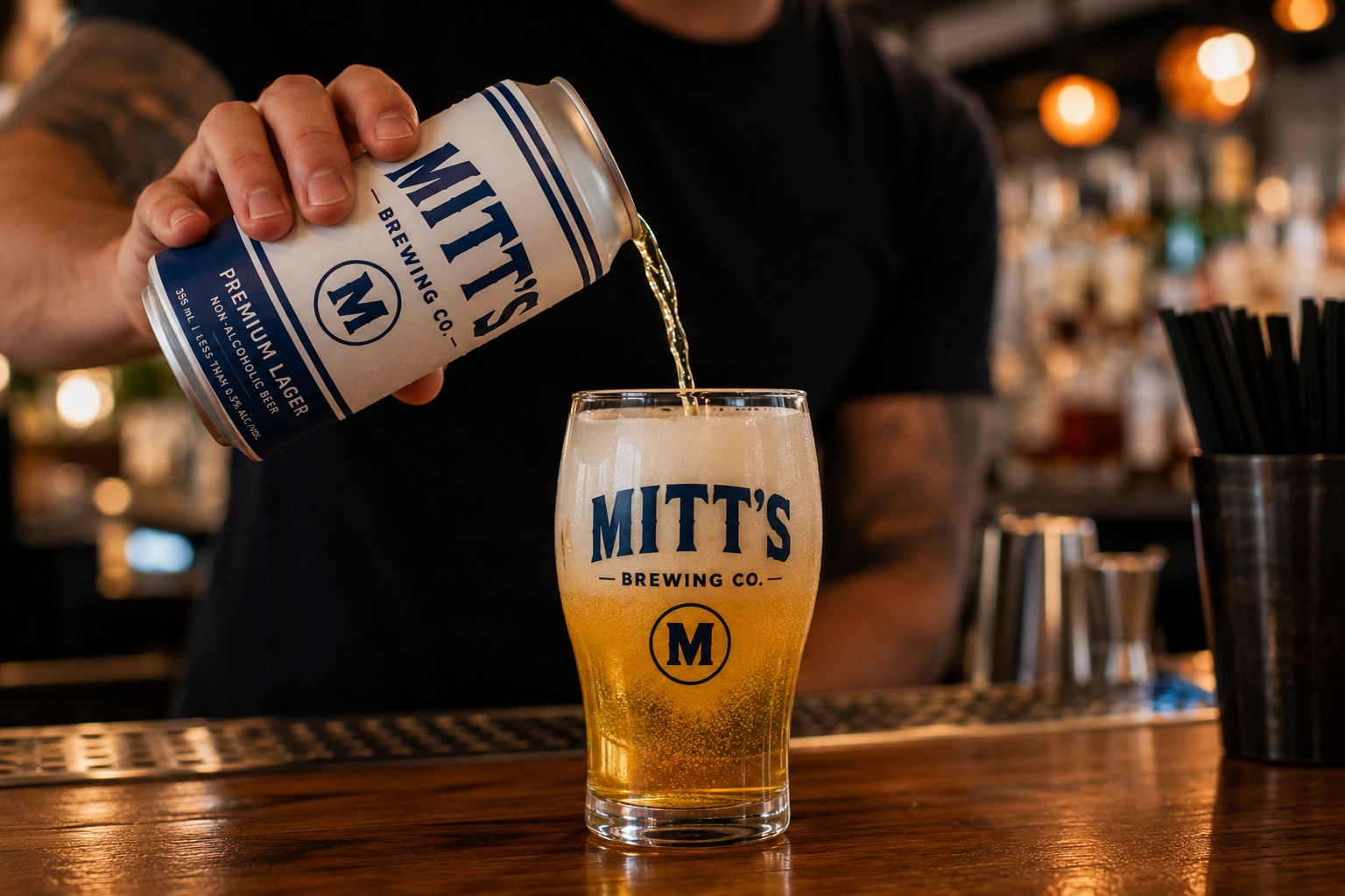 Mitt's Premium Lager poured fresh at a bar